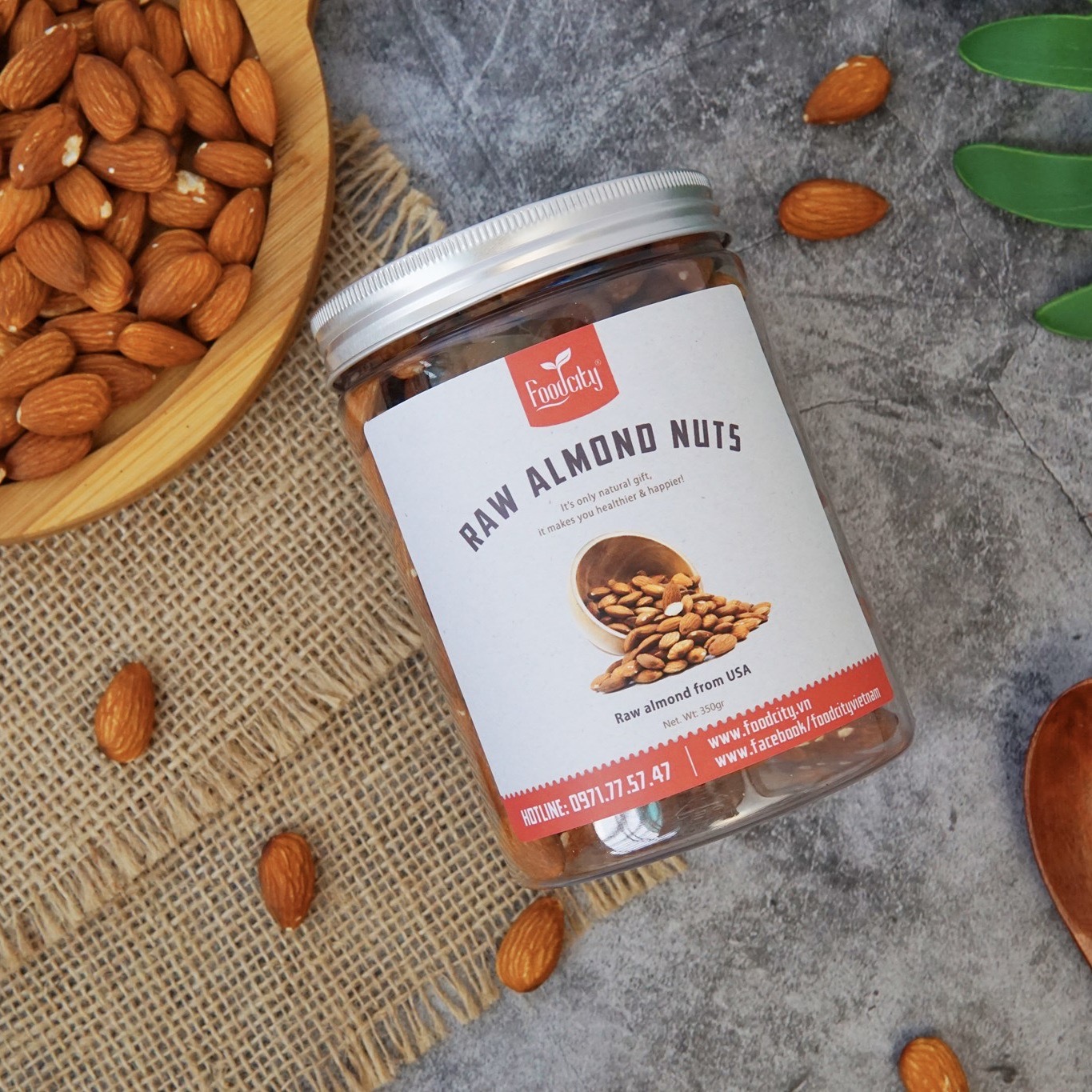 Hạnh nhân Mỹ rang mộc FOOD CITY - dạng hũ | 100% nhập khẩu từ Mỹ thơm ngon, chất lượng