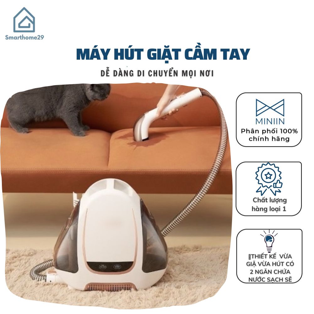 Máy Hút Giặt Cầm Tay B100 Đa Năng, Di Động Chuyên Dùng Cho Sofa, Nệm, Rèm, Thảm, Đánh Bật Mọi Vết Bẩn - Hàng Chính Hãng