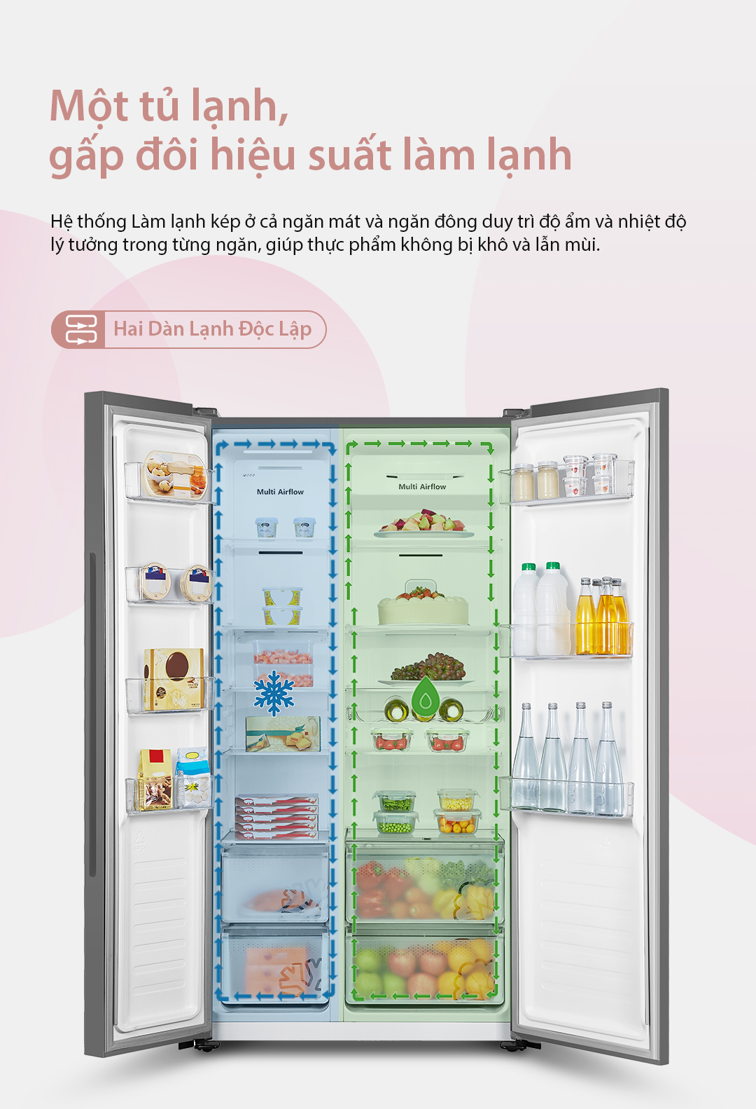 Tủ Lạnh Hisense Inverter Side By Side RS668N4EW-PU 519 Lít tiết kiệm điện, bảo hành 3 năm - HÀNG CHÍNH HÃNG