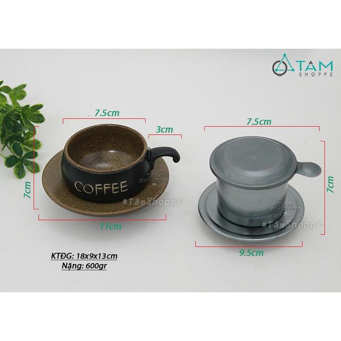 Bộ tách gốm Phin cafe màu Titan số 34