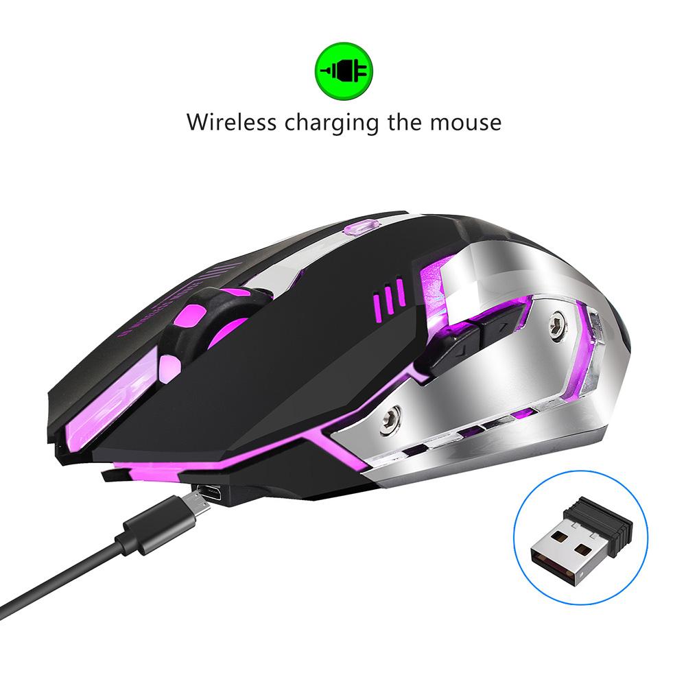 HXSJ M10 Gaming Wireless Mouse 2400 DPI Rechargeable 7 color 6 Backlight Breathing Ergonomic Mouse for Computer Desktop