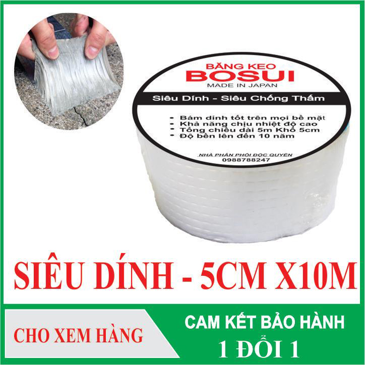 Băng keo chống thấm cao cấp Bosui Nhật Bản siêu dính khổ 5cm x 10m 