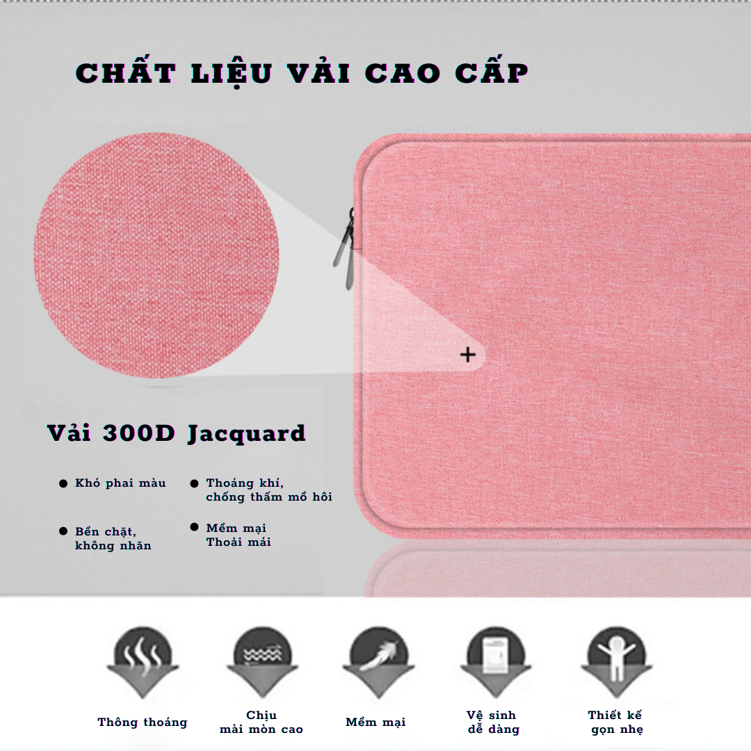 Túi Laptop / Macbook / Untralbook 1 Dây Kéo Vải Agni Cloth - Chống Thấm Nước - Full size