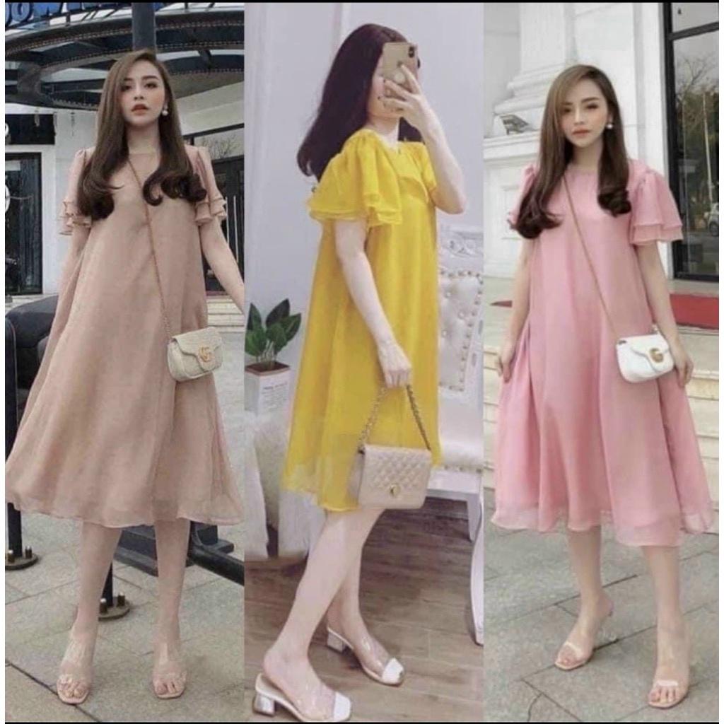 Váy bầu công sở suông Aidenshop đầm bầu thiết kế thời trang chất voan tơ loại 1