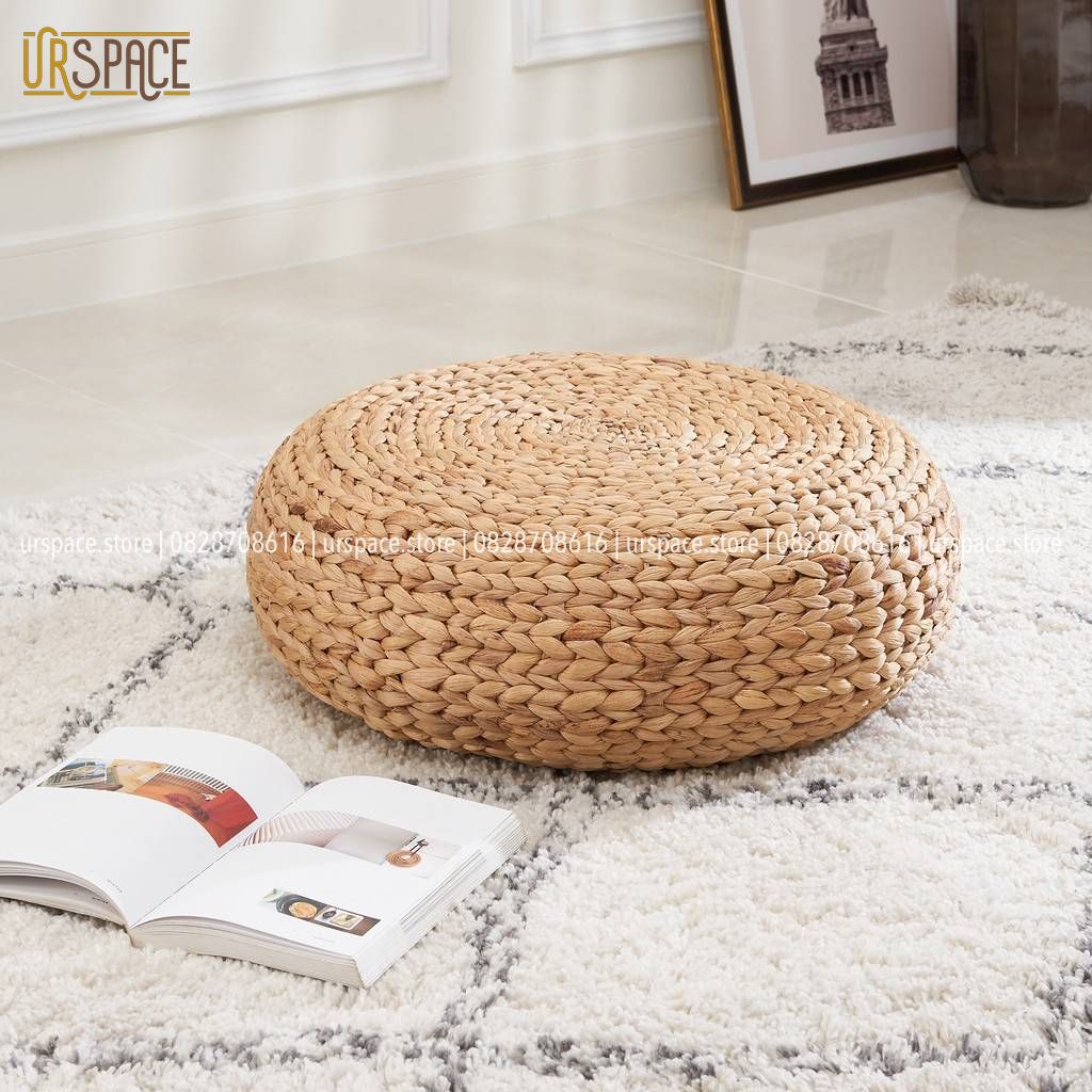 Ghế Đôn lục bình đa năng UrSpace D40xH16/ Hyacinth Stool Natural Color For Your Living Room D40xH16