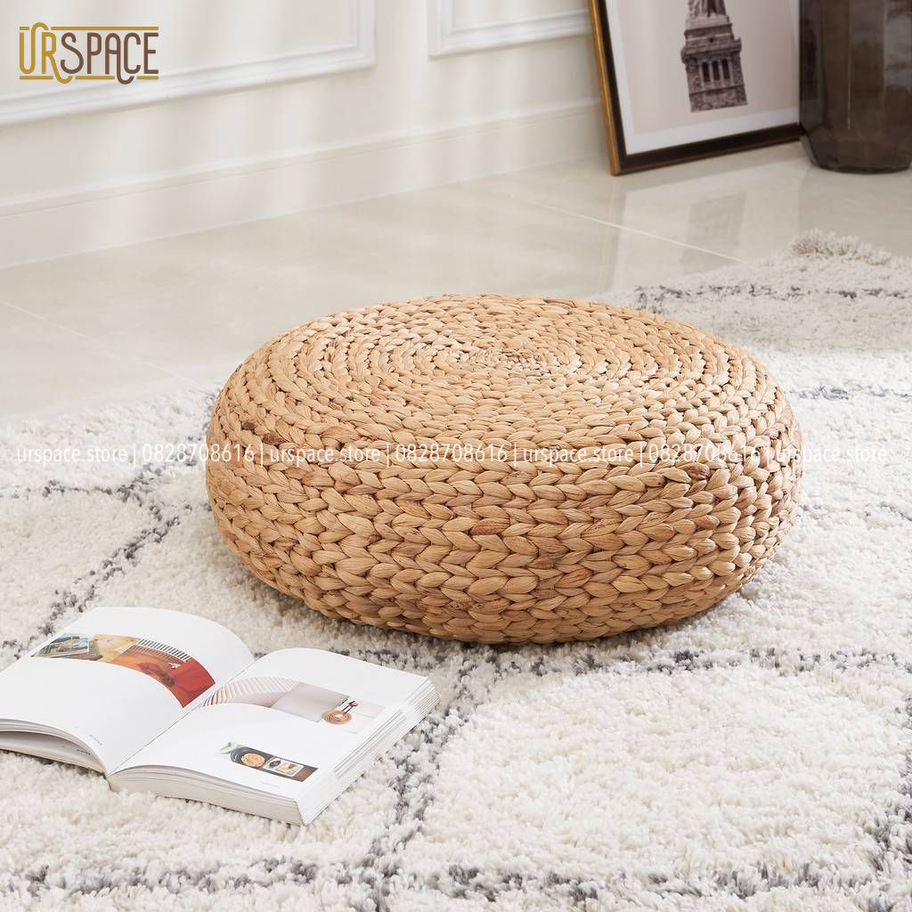 Ghế Đôn lục bình (bèo tây) đa năng UrSpace D40xH16/ Hyacinth Stool Natural Color For Your Living Room D40xH16