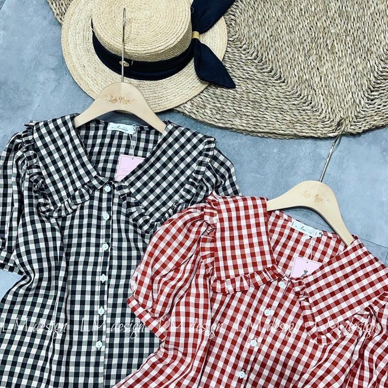 Sơ mi kẻ caro cổ bèo