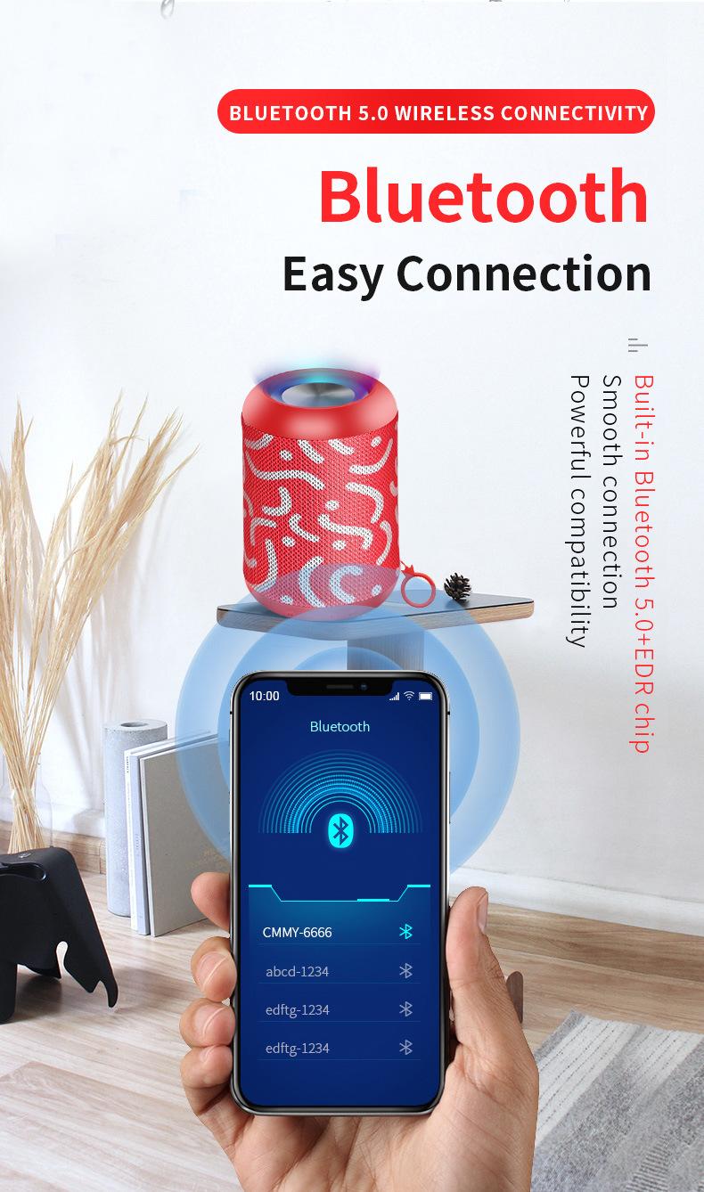 Loa không dây Bluetooth Âm thanh chống nước TWS Kết nối Bluetooth 5.0 Âm thanh vòm Cuộc gọi rảnh tay Thẻ TF Đài FM Loa AUX Màu sắc: Đỏ