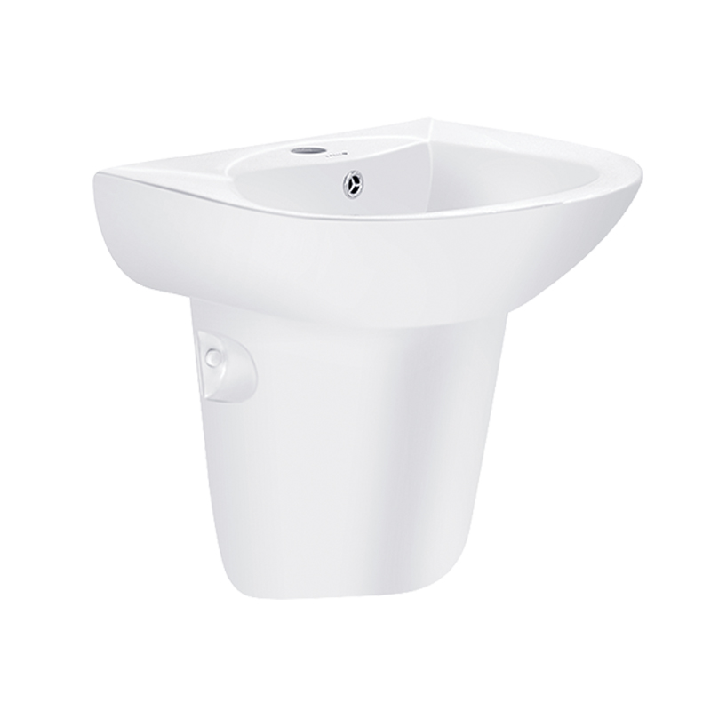 Chậu lavabo rửa mặt + chân treo ốp tường  BS-201 (vòi gắn trên mặt lavabo)