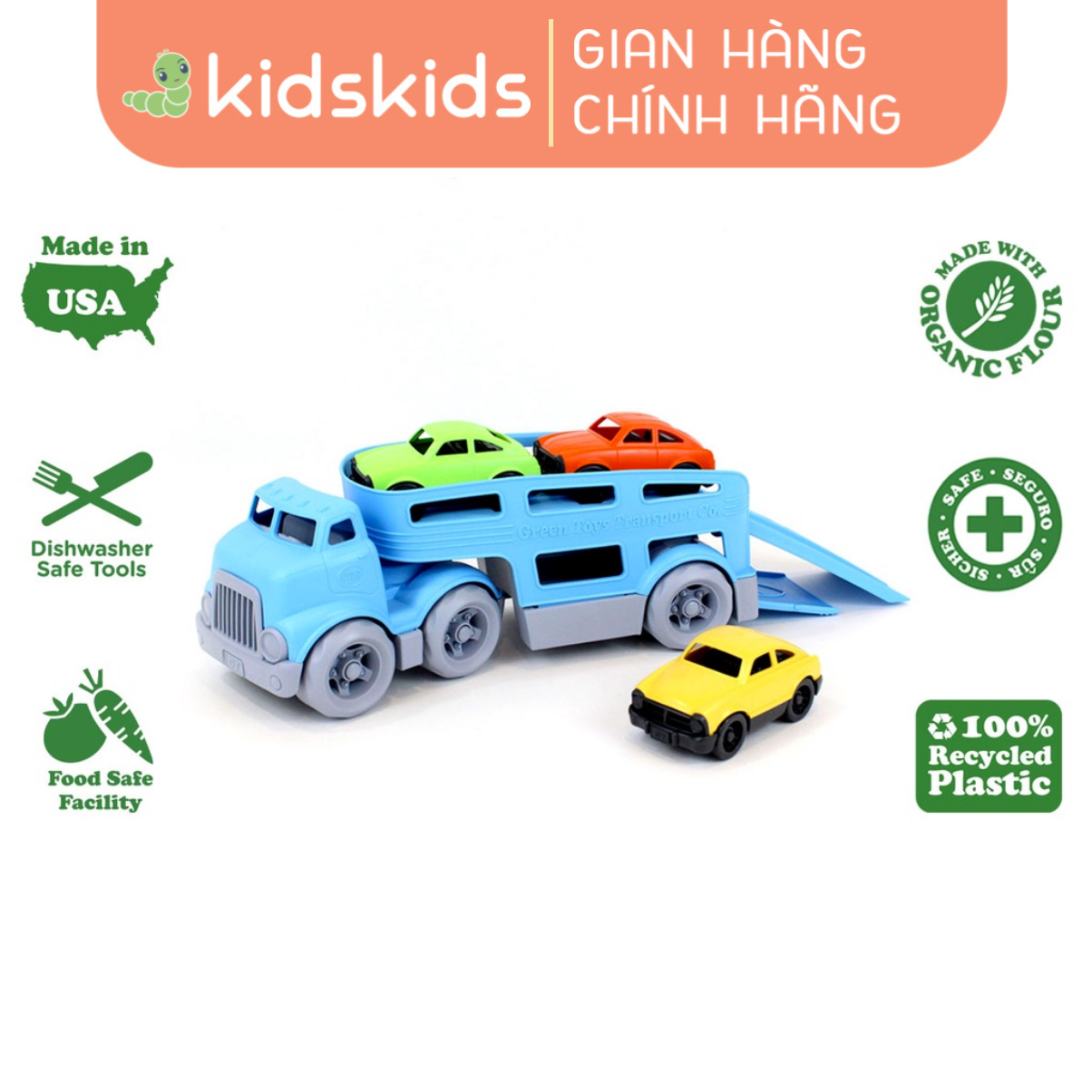 Bộ Đồ Chơi Xe Tải Chở Ô Tô Green Toys Cho Bé Từ 3 Tuổi