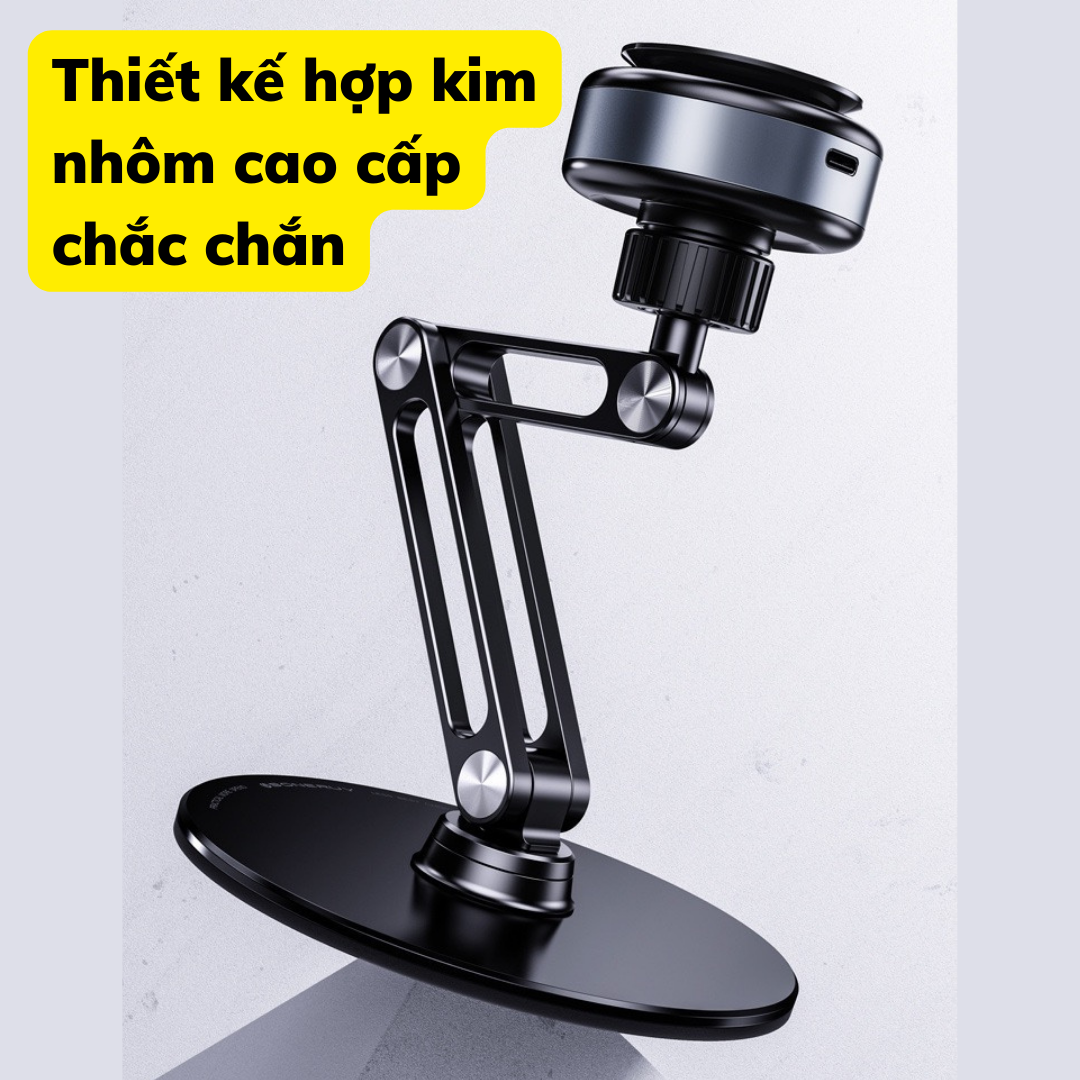 Giá Đỡ Điện Thoại 3 Khớp Xoay 360 Độ Tích Hợp Đầu Hút Chân Không Siêu Mạnh - Kệ Điện Thoại Gấp Gọn Đa Năng hợp kim nhôm