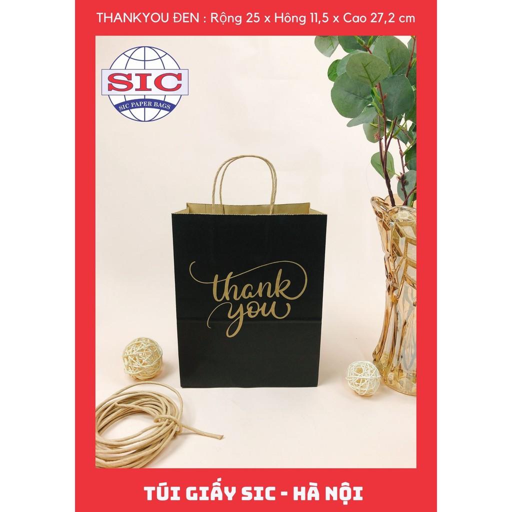 Set 20 túi giấy KRAFT ThankYou in đen nền bệt size M có quai