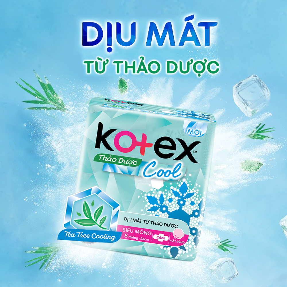 Combo Băng Vệ Sinh Kotex hằng ngày kháng khuẩn + Thảo dược Cool siêu mỏng cánh