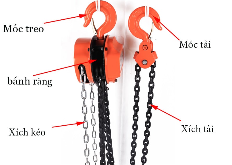 Pa lăng palang xích kéo tay tải trọng 1 tấn xích dài 3 mét - 5 mét
