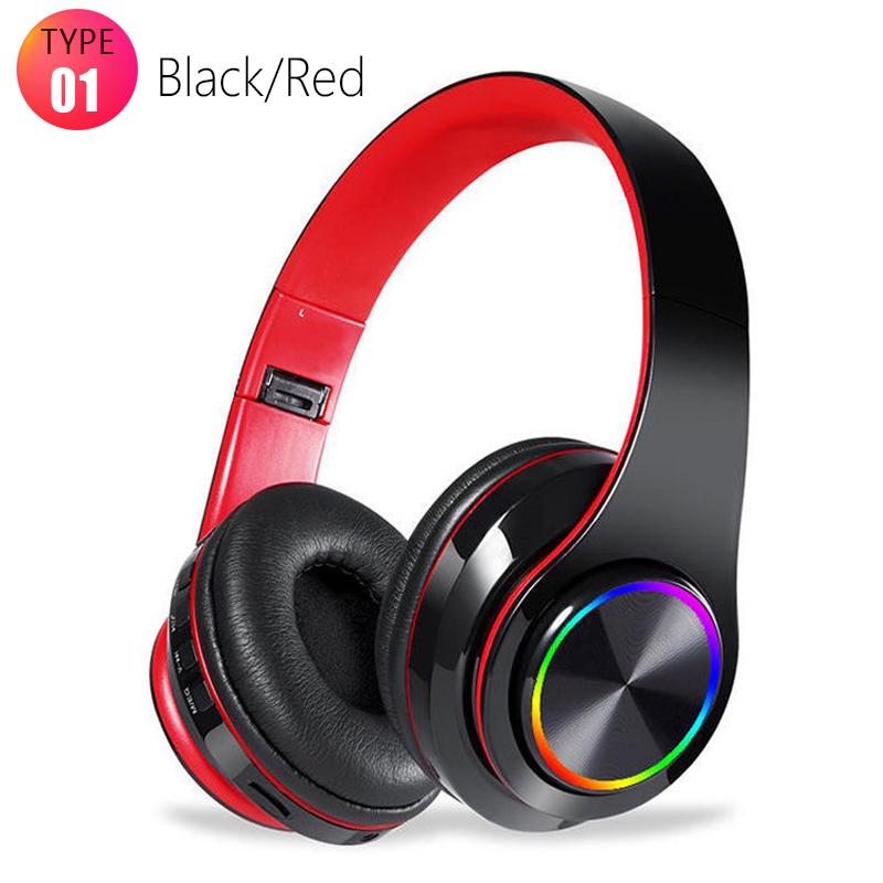 Bluetooth 5.0 Không Dây Tai Nghe Gấp Di Động Thể Thao Tai Nghe Điện Thoại Thông Minh Máy Tính MP3 Tai Nghe Đèn Phát Sáng Cho Samsung Xiaomi