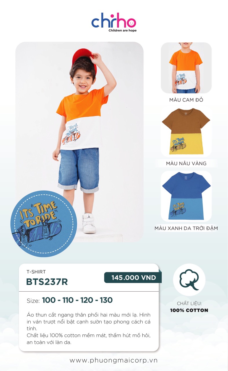 Áo Tshirt bé trai phối màu chất cotton AT014C