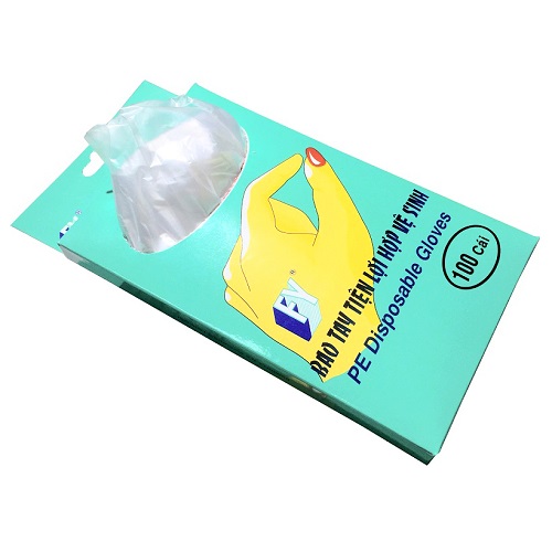 Găng tay thực phẩm FY tiện lợi hợp vệ sinh, nhựa HDPE, xanh dương, 100 cái/hộp.