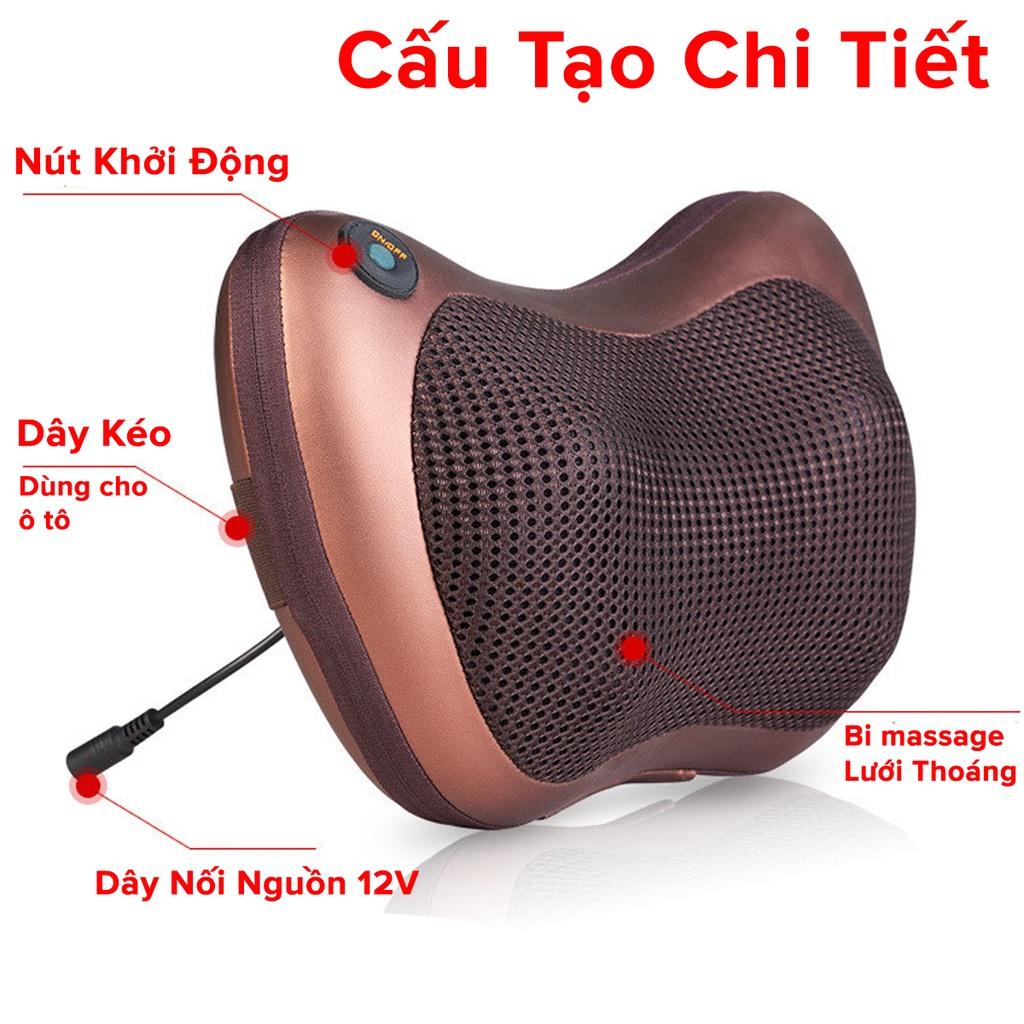 Gối Mát Xa Massage Cổ Vai Gáy Hồng Ngoại 8 Bi 2 Chiều Cao Cấp, Kèm Phích Cắm Ô Tô Chính Hãng miDoctor