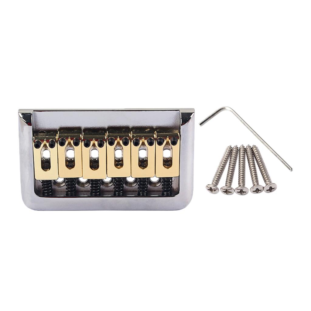 1 Set 6 String Guitar Fixed Bridge Saddle for Electric/Cigar Box Guitar Replacement Parts Chrome