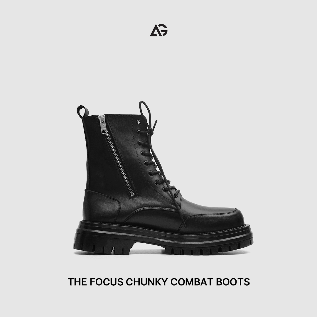 Giày da unisex nam nữ The Focus Combat Chunky Boots August bảo hành 24 tháng