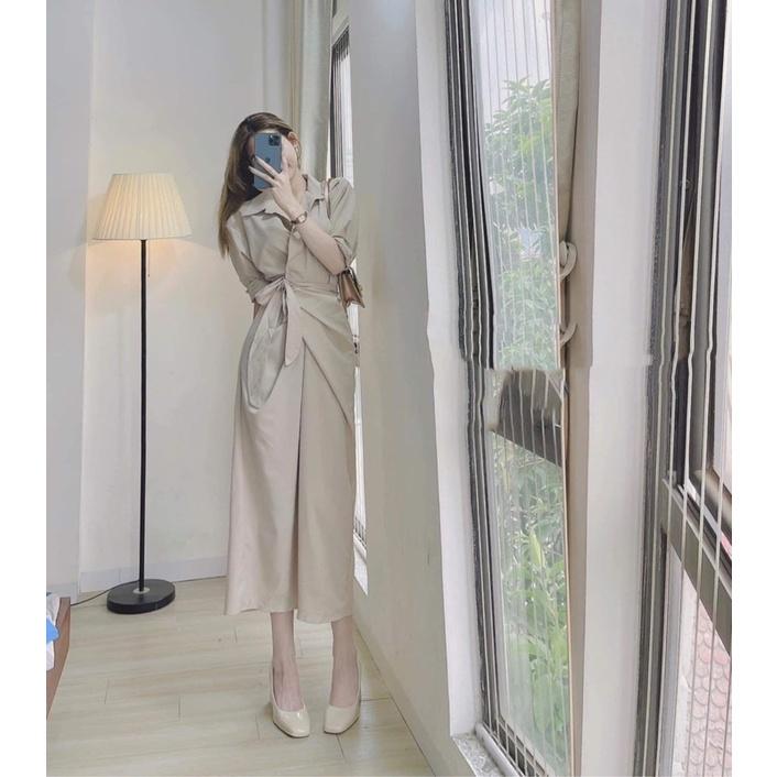 VÁY MANGO CHÉO VẠT ĐAI EO 2 MÀU