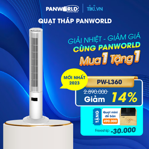 Quạt Tháp Panworld The Luxuria PW-L360 không cánh xoay 360 độ lọc không khí hẹn giờ thương hiệu Thái Lan - Hàng chính hãng