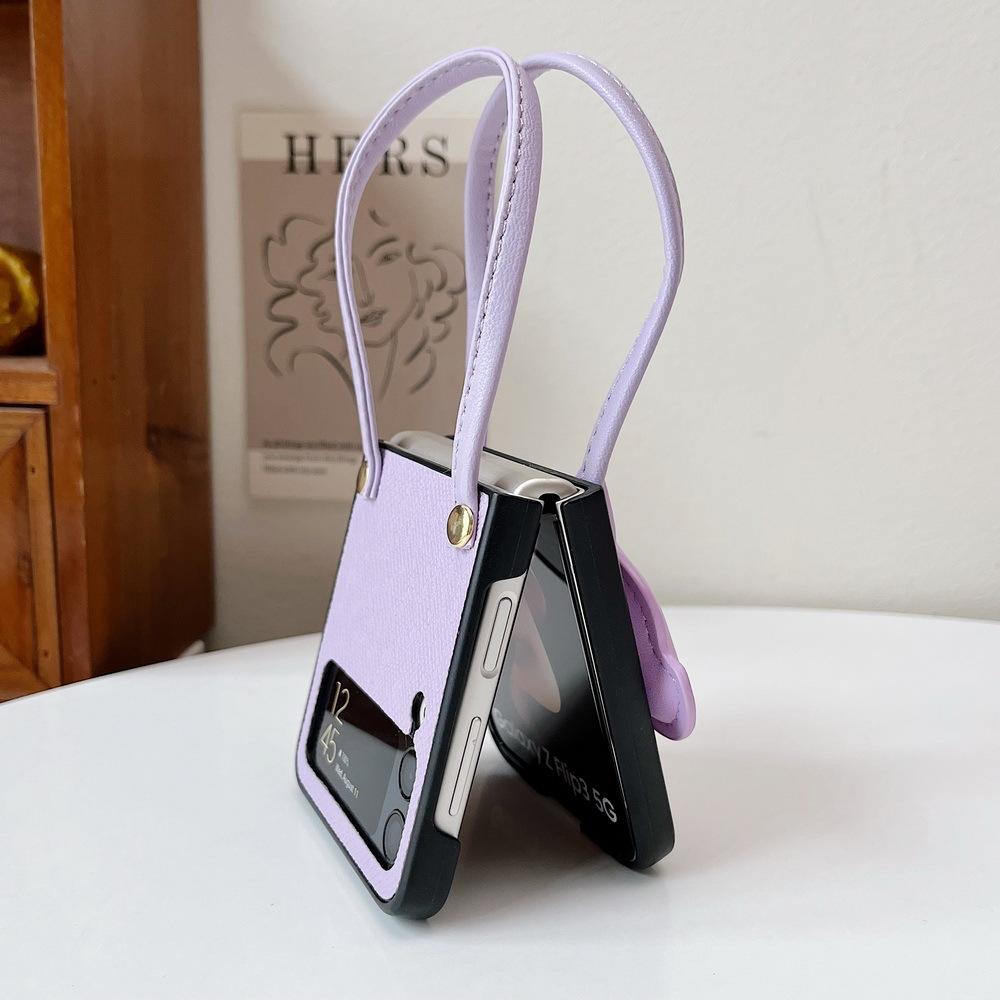 Ốp Lưng Cho Samsung Galaxy Z Flip 5 / Z Flip 4 / Z Flip 3 Tím Retro Xinh Xắn Có Quai Xách - BUM STORE GALAXY CASE