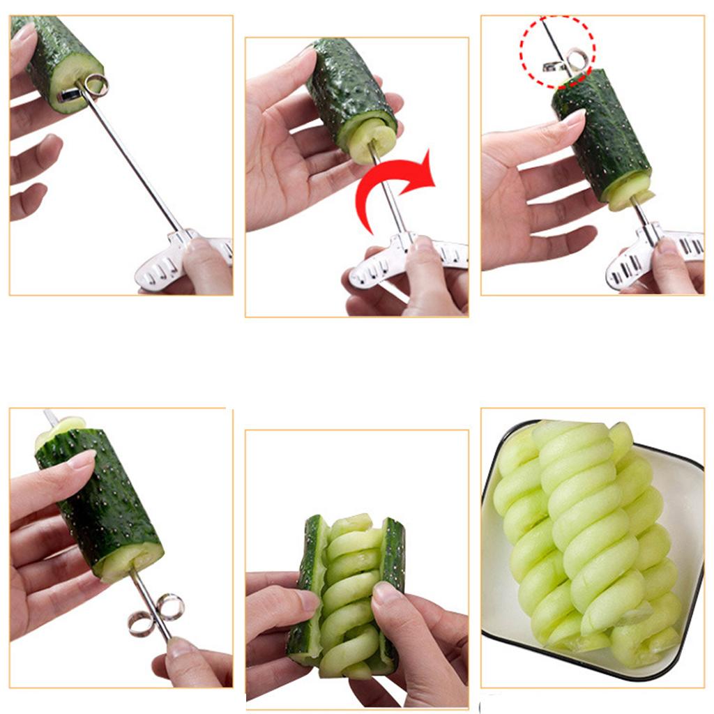 Carrot Potato Manual Spiral Slicer Veg Cutter Chip Cooking Maker Easily