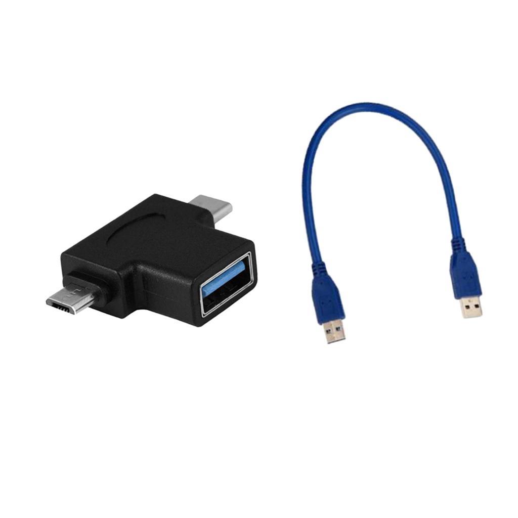 Multi-Port USB-C Micro USB To USB Converter with USB Male Extension Cable