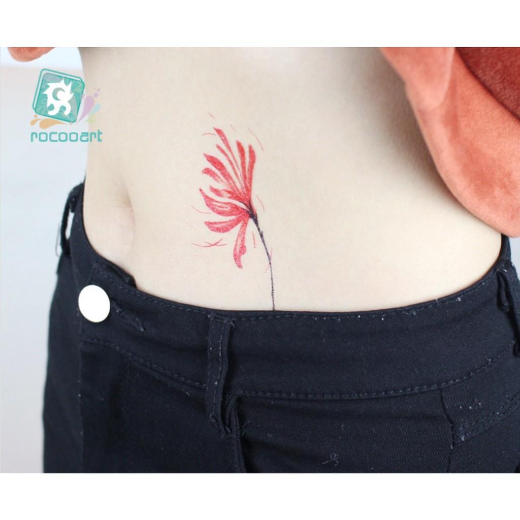 Hình xăm dán bỉ ngạn hoa đỏ quyến rũ 10x6cm