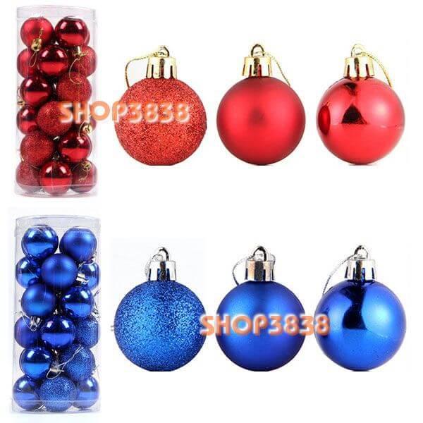 Hộp 20 Quả Châu Trang Trí 3 Kiểu Trang Trí Noel Đẹp Mắt