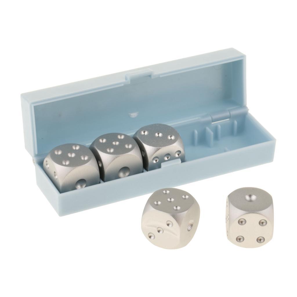 5pcs/set Aluminum Alloy Metal Silver Cube Dice Gift Role Play Games, Lightweight, durable and portable