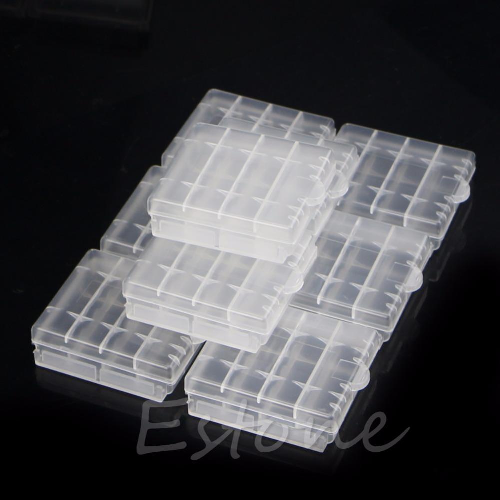 10 Chiếc Nhựa Cứng Pin Ốp Lưng Giá Đỡ Hộp Bảo Quản 4X AA Pin AAA Trắng