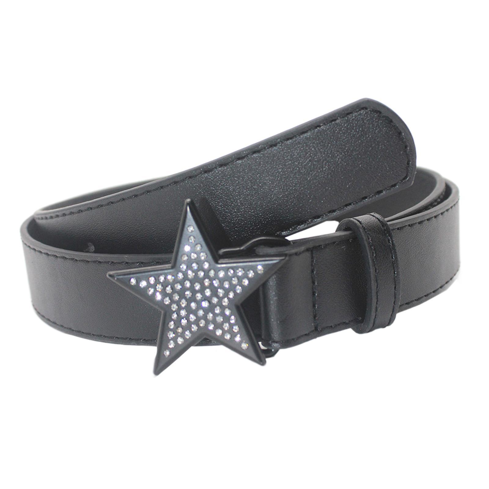 Ladies Waist Belt Rhinestone Buckle Jeans Belt Women PU Leather Belt