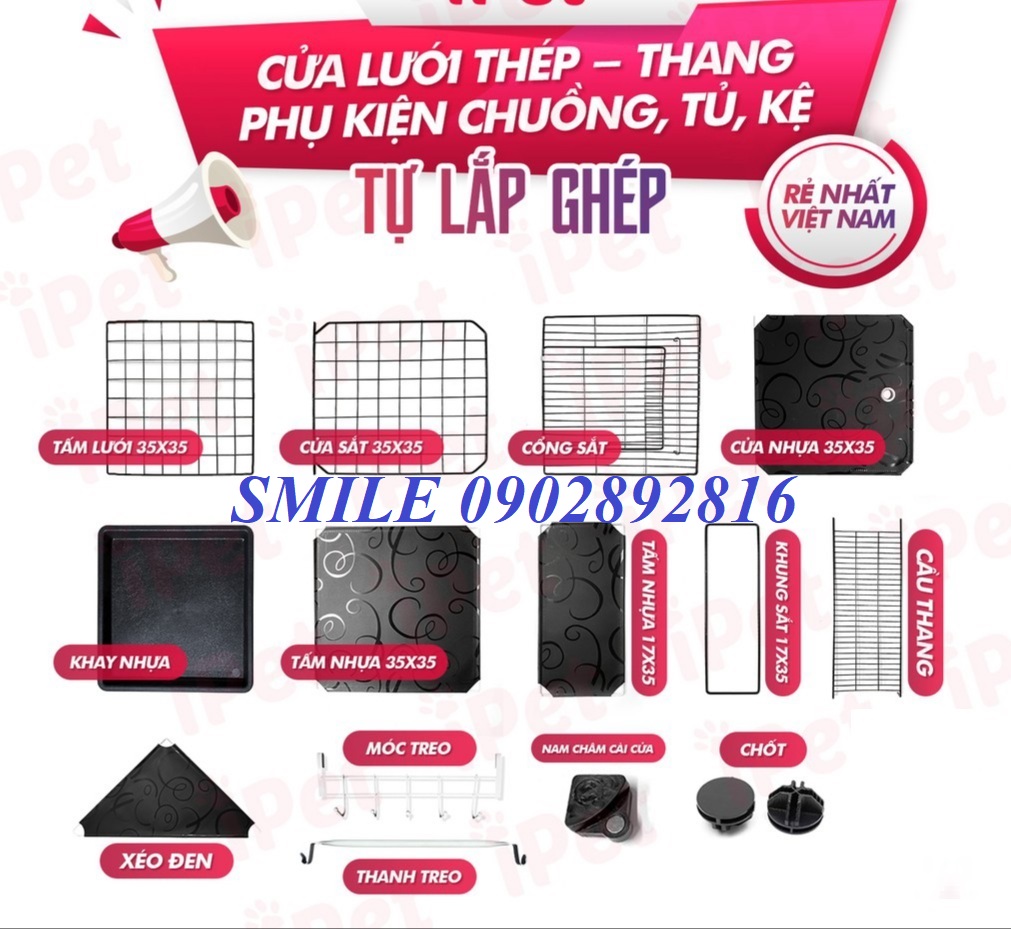 CHUỒNG, QUÂY, LỒNG LƯỚI THÉP TĨNH ĐIỆN DÀNH CHO CHÓ MÈO THÚ CƯNG ĐA NĂNG