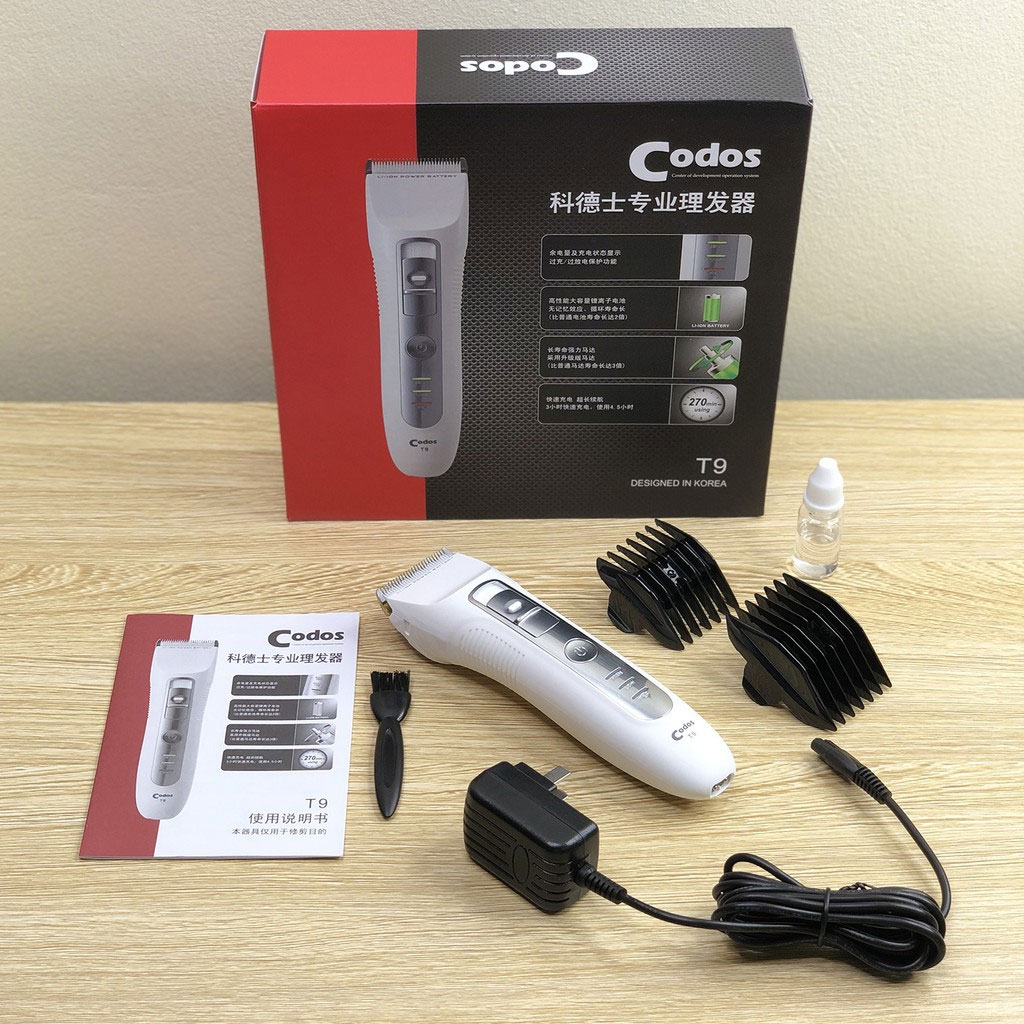 Tông Đơ Cắt Tóc Hàn Quốc CODOS T9 TẶNG LƯỢC CẮT TÓC - Máy Cắt Tóc Chuyên Nghiệp Vận Hành Êm Ái