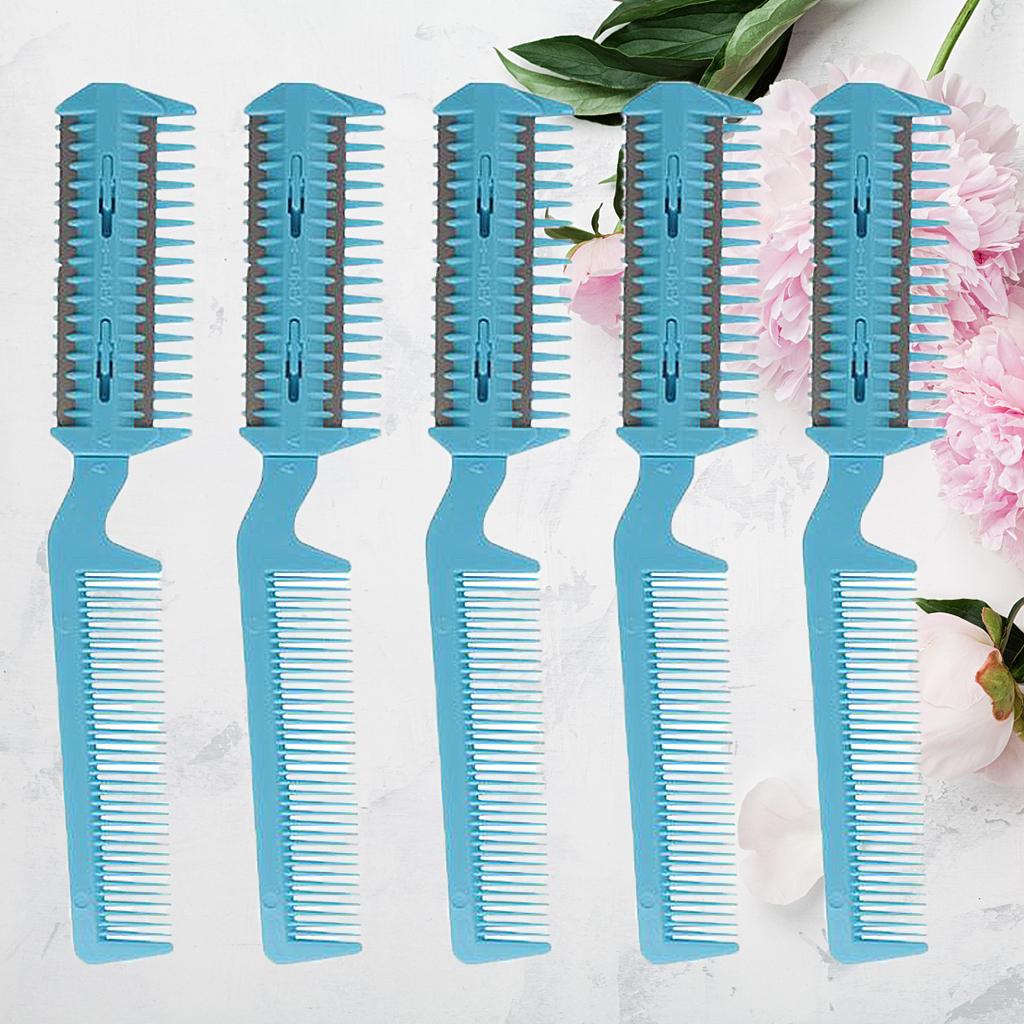5x Razor Comb Hair Cutter Comb Double Edge Razor Hair Thinning Comb Pink