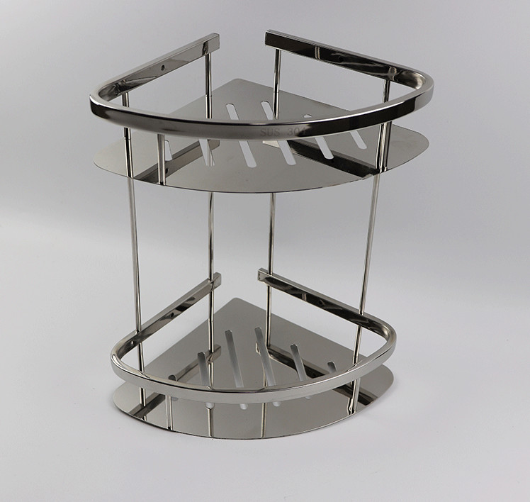 Kệ góc nhà tắm 2 tầng để đồ, dầu gội inox 304