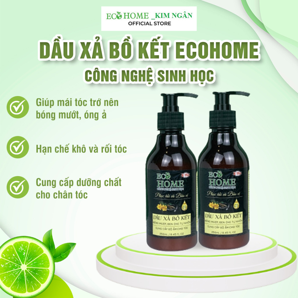 Dầu xả bồ kết ECOHOME - dầu xả tóc Kim Ngân Store giúp phục hồi tóc hư tổn, làm giảm gãy rụng tóc 250ml