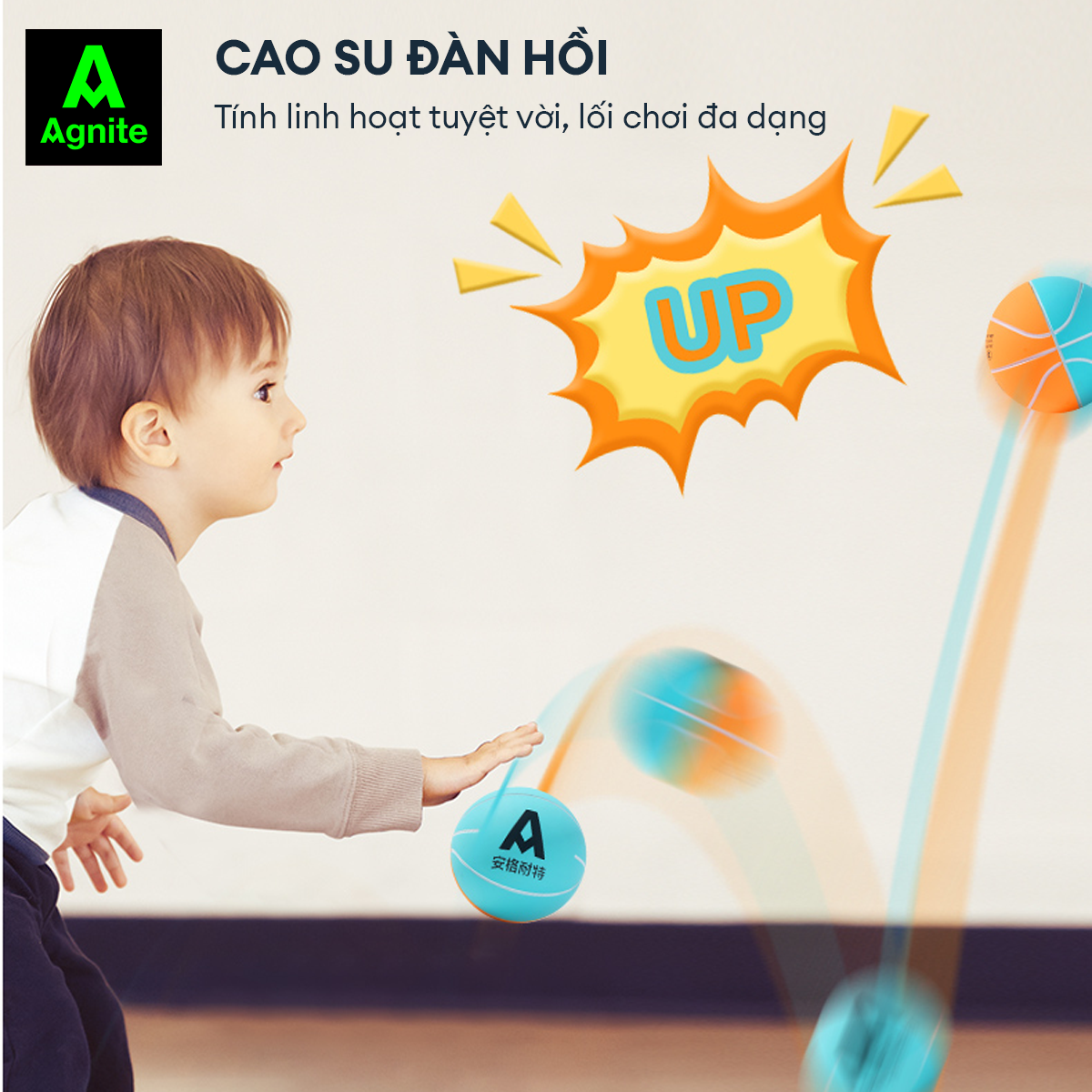 Bóng đàn hồi cao su cao cấp Agnite, bóng ném, chơi trò chơi, xả stress, phù hợp mọi lứa tuổi - 1 quả - FT500