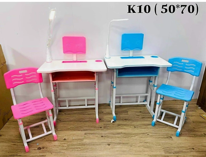 Bộ bàn ghế học sinh thông minh CTK10 Tundo có đèn giá để sách ngang 80 cm