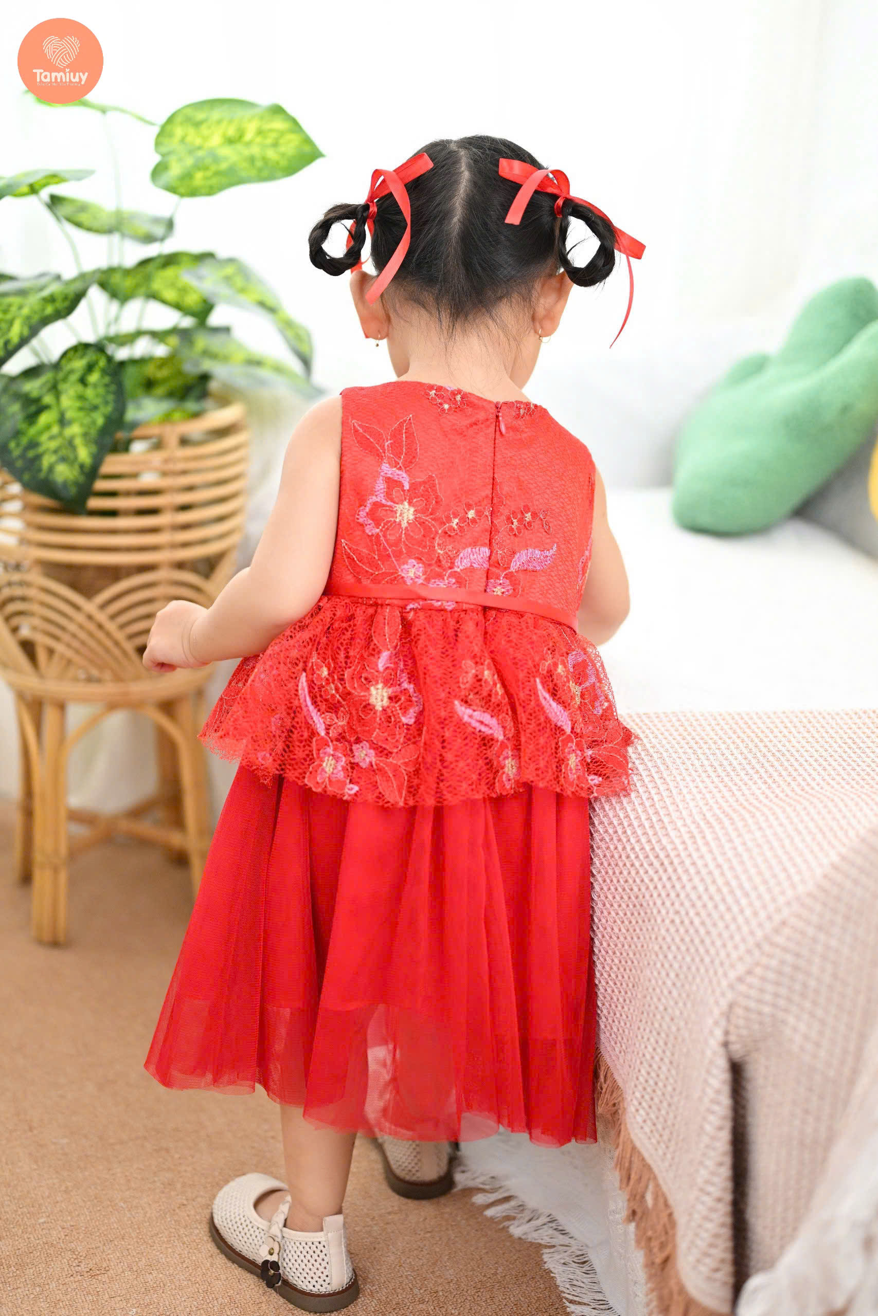 Đầm Công Chúa Tamiuy Ren Màu Trắng 2 Tầng, Đính Hoa Cao Cấp (1-10T)