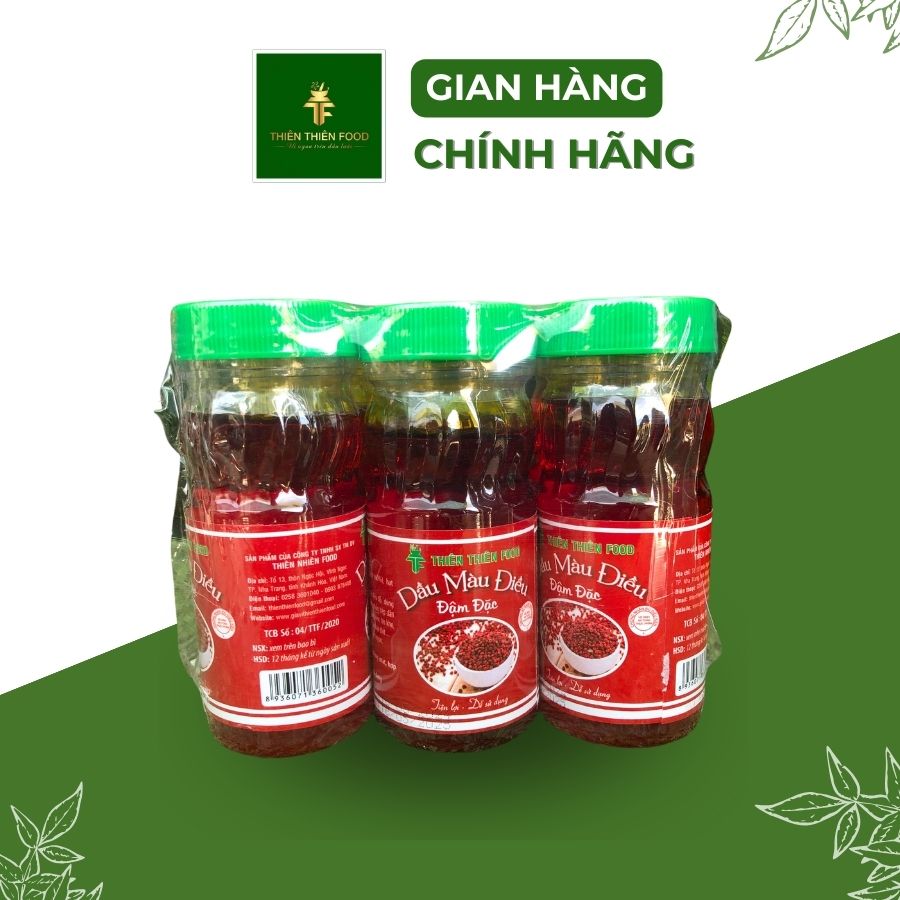 Combo 6 Hủ Màu Dầu Điều 100ml Thương Hiệu Thiên Thiên Food dùng để tạo màu sản phẩm ( Bún bò, bún riêu, thit nướng...) giúp sản phẩm có màu sắc đẹp hơn, hấp dẫn hơn