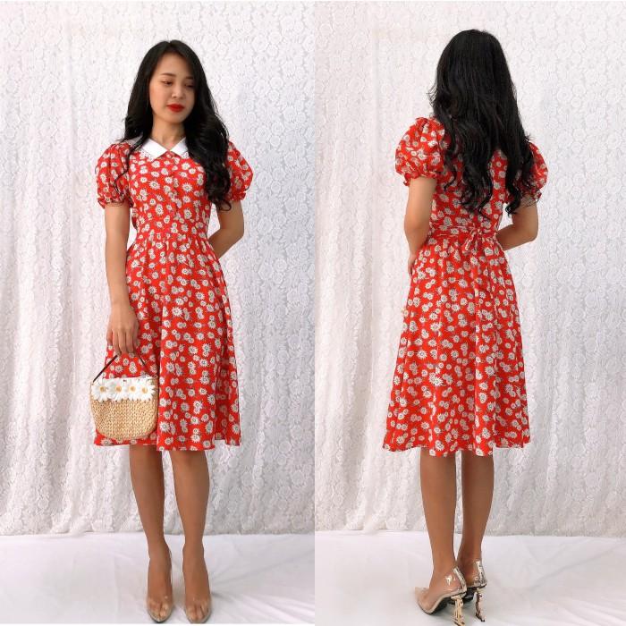 Đầm xòe họa tiết