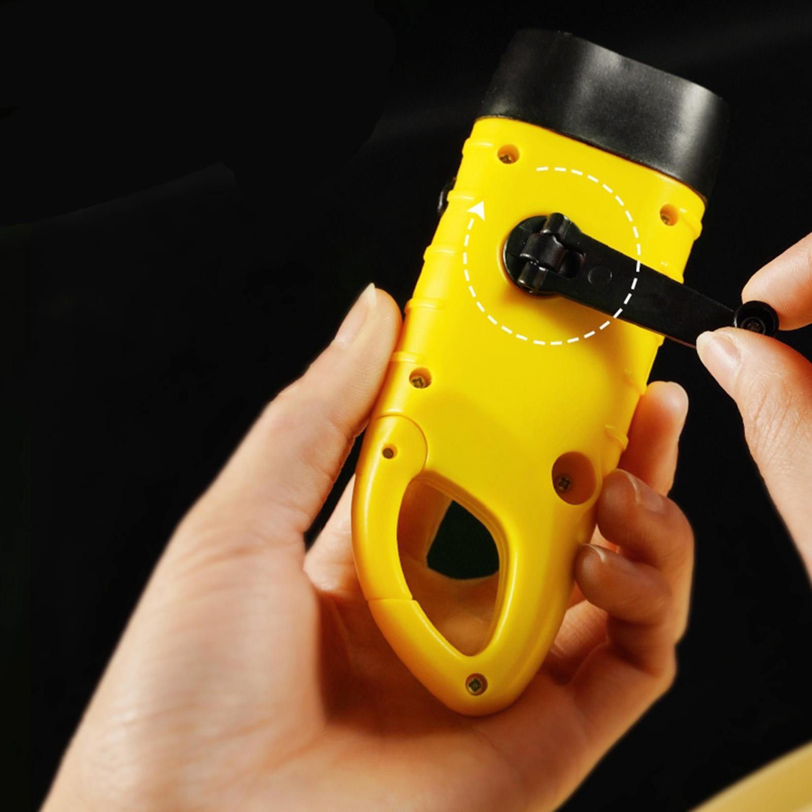 Solar Rechargeable Hand Crank Flashlight Bright Work Yellow