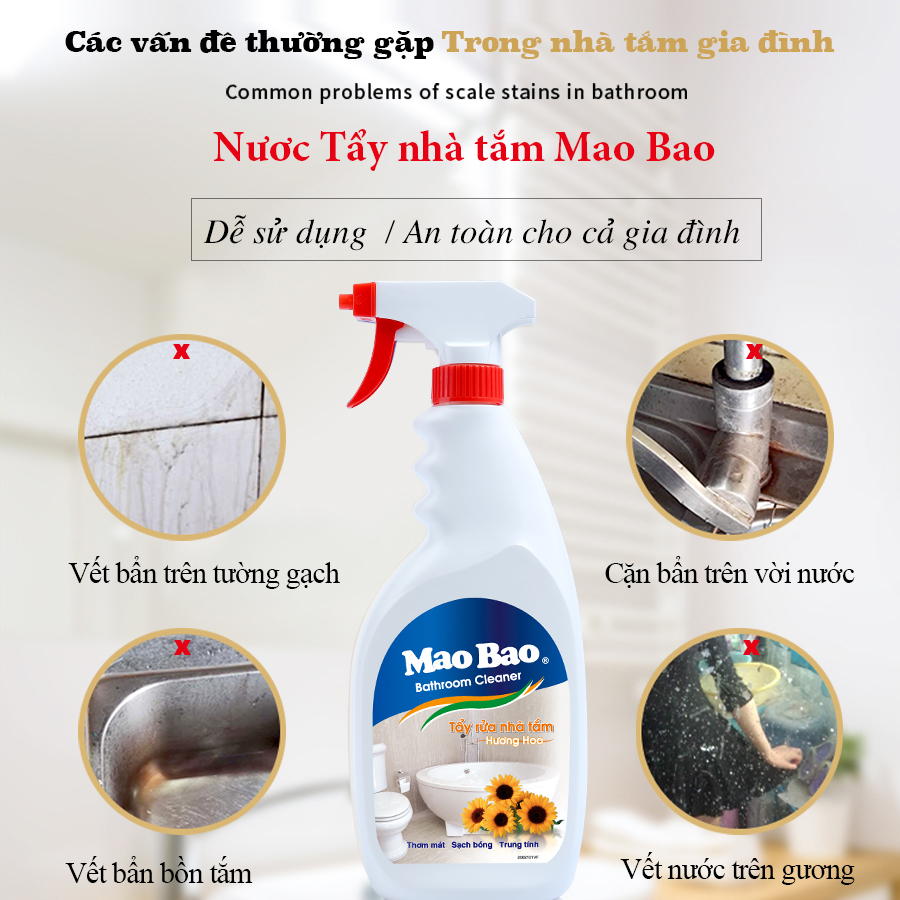 Combo 03 chai Nước Tẩy Nhà Tắm Mao Bao 600ml