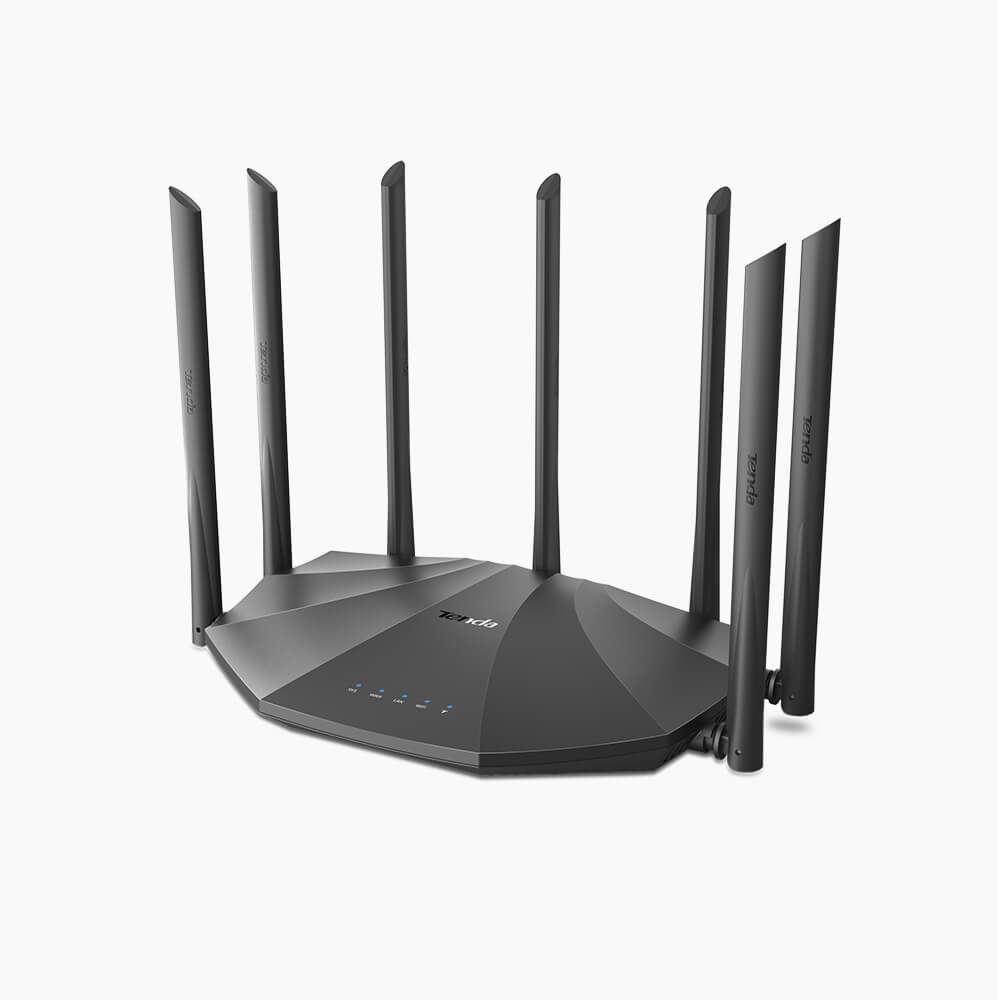 Bộ Phát Wifi Tenda AC23 Chuẩn AC2100Mbps 7 Râu Xuyên Tường Có Cổng Lan Gigabit Tặng Cáp Mạng Dài 2m 8 Lõi Đồng - Hàng Chính Hãng