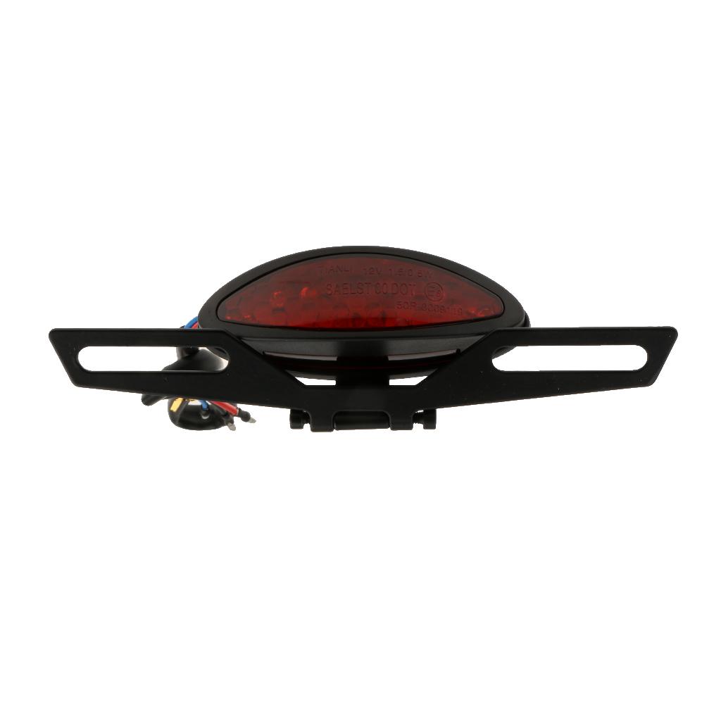 Motorcycle ATV License Plate Holder LED Tail Rear Brake Bracket Light Lamp