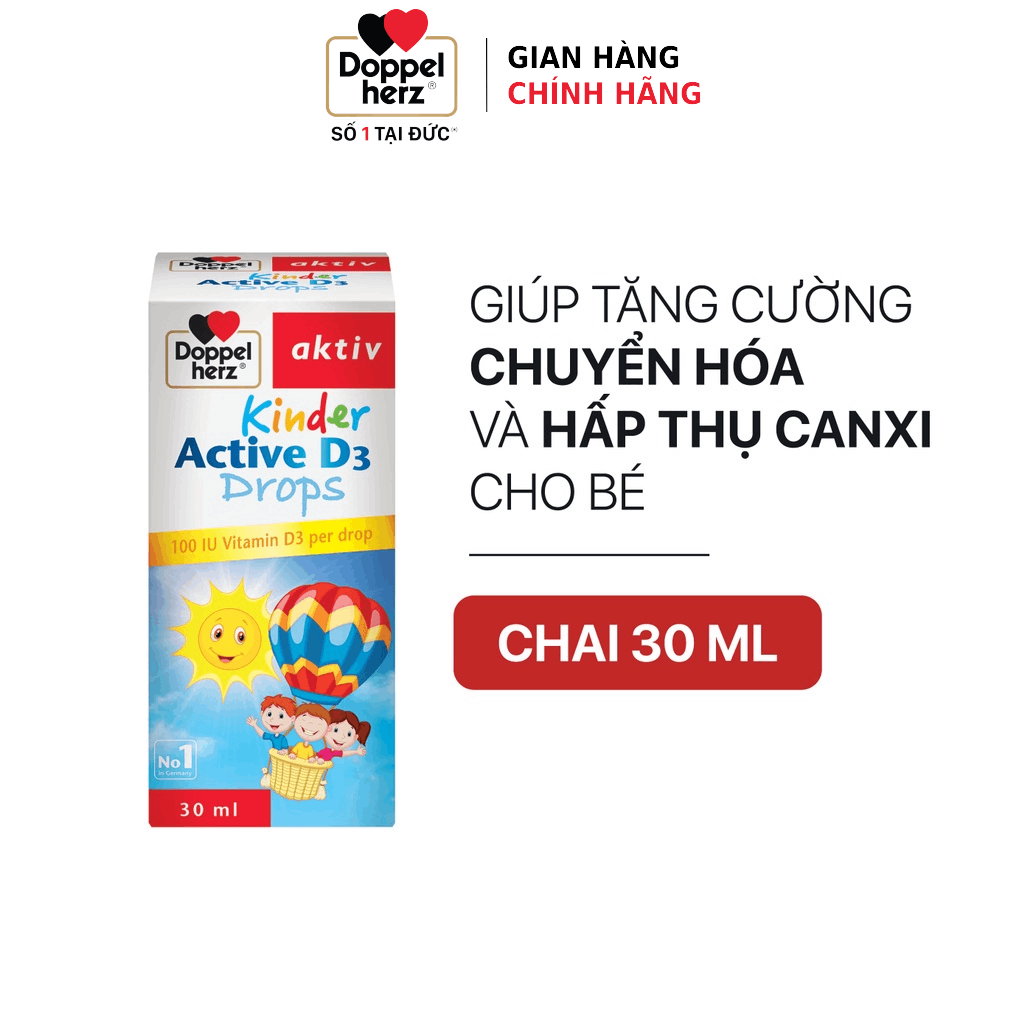 Bộ đôi giảm ho và tăng cường sức đề kháng cho trẻ Doppelherz Kinder Thymepect Cough Syrup và Kinder Active D3 Drops