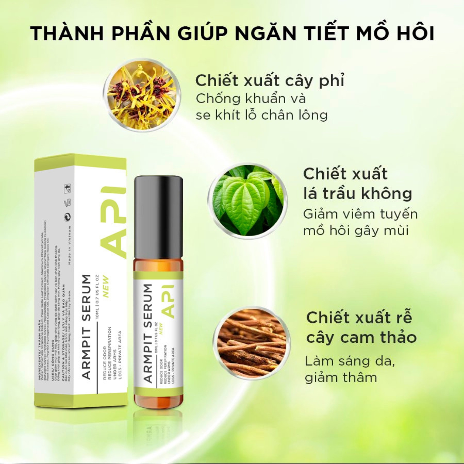 Lăn Nách Api Trắng Nách - Son Nách Mee Natural Giảm Thâm Khử Mùi Hôi Cho Nam Và Nữ 10ml